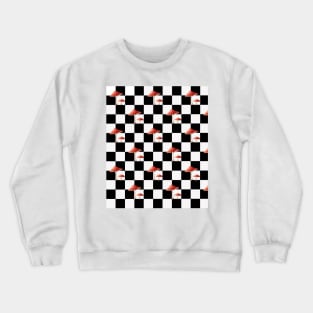 Black and white Mushroom checkerboard pattern Crewneck Sweatshirt